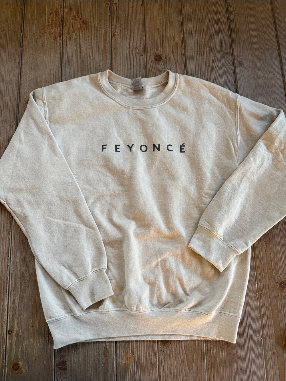 Gildan Cream Crewneck Sweatshirt with Black FEYONCÉ Chest Logo